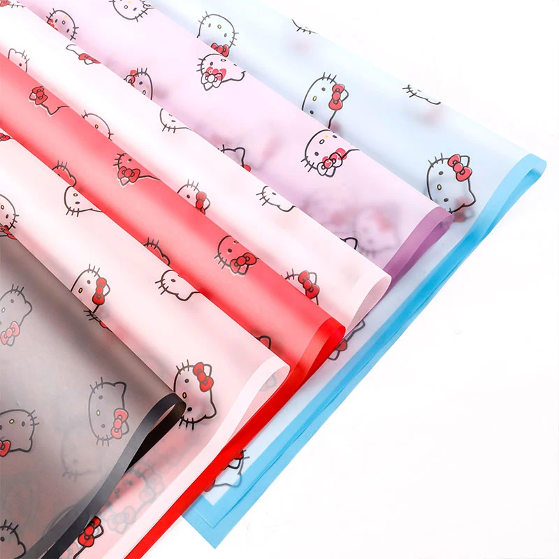 Sanrio Cartoon Hello Kitty Flower Wrapping Paper Korean Style Cat Pattern Gift Rose Packing Florist Bouquet Wrapping Material