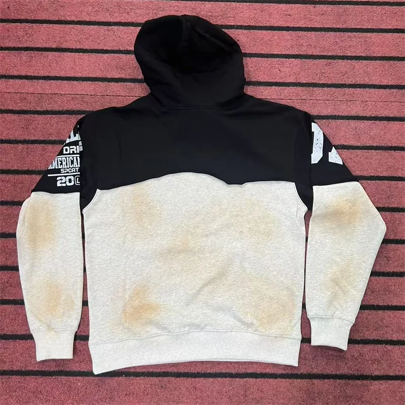 بلوفرات بغطاء للرأس باللون الأسود للرجال والنساء باللون الأخضر المغسول بغطاء للرأس كبيرة الحجم