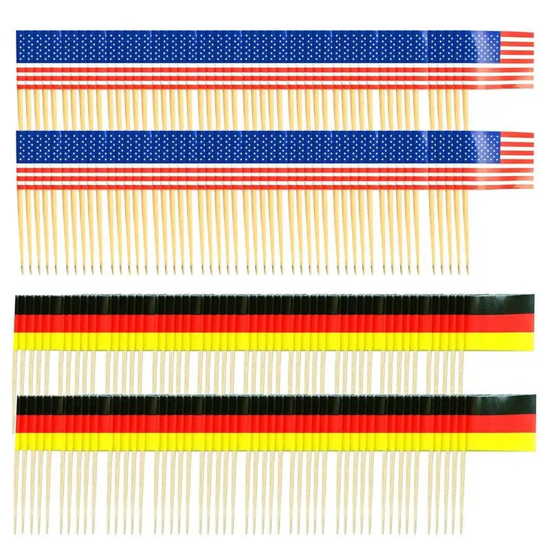 Toothpicks For Appetizers Mini American Flags On Stick Small American Flags On Stick Germany Flag Cupcake Toppers 100Pcs Wood