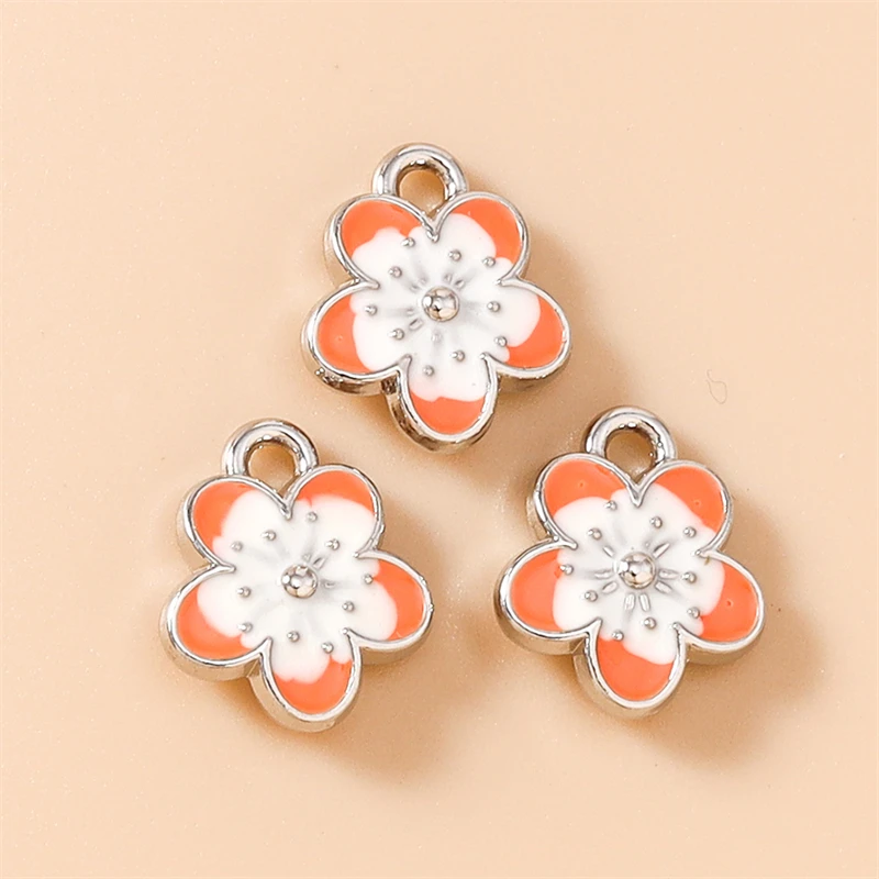 20 Stück 10x12mm Niedliche Bunte Mini-Emaille-Blumen-Anhänger für Schmuckherstellung Ohrringe Halsketten Armbänder DIY Bastelbedarf – Detail 14