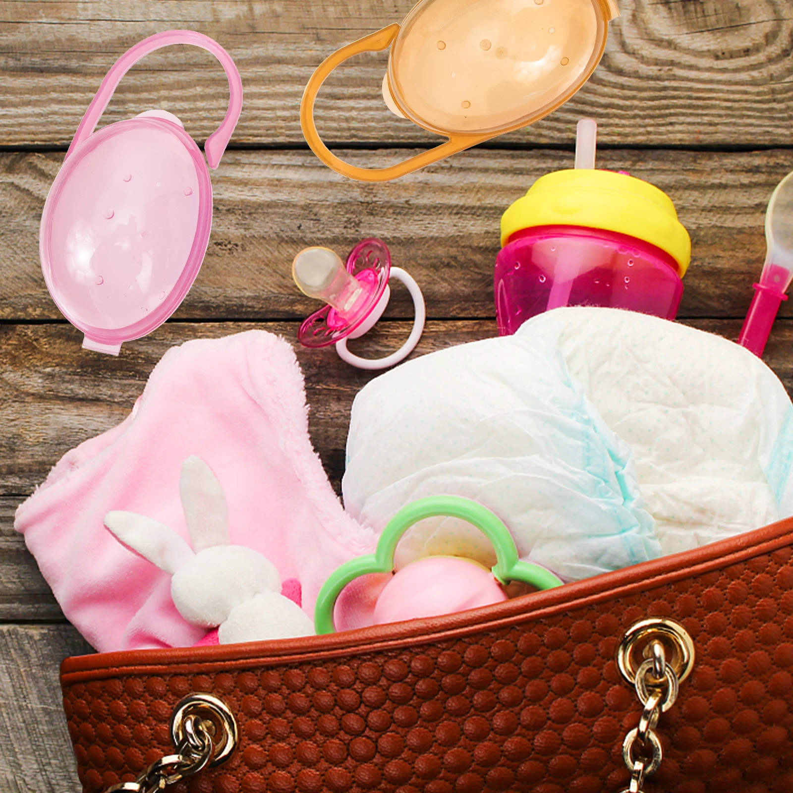 

8pcs Pacifier Storage Box Baby Pacifiers Container Plastic Compact Portable Lightweight Travel Stroller Diaper Bag Safe Clean