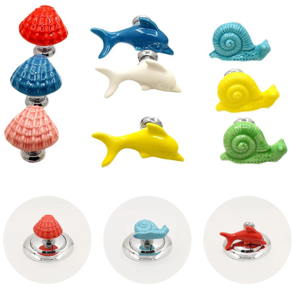 Ceramics Press Button Snail Dolphin Toilet Presser Press Tank Push Switch Toilets Water Press Flush Buttons Bath Room Decor