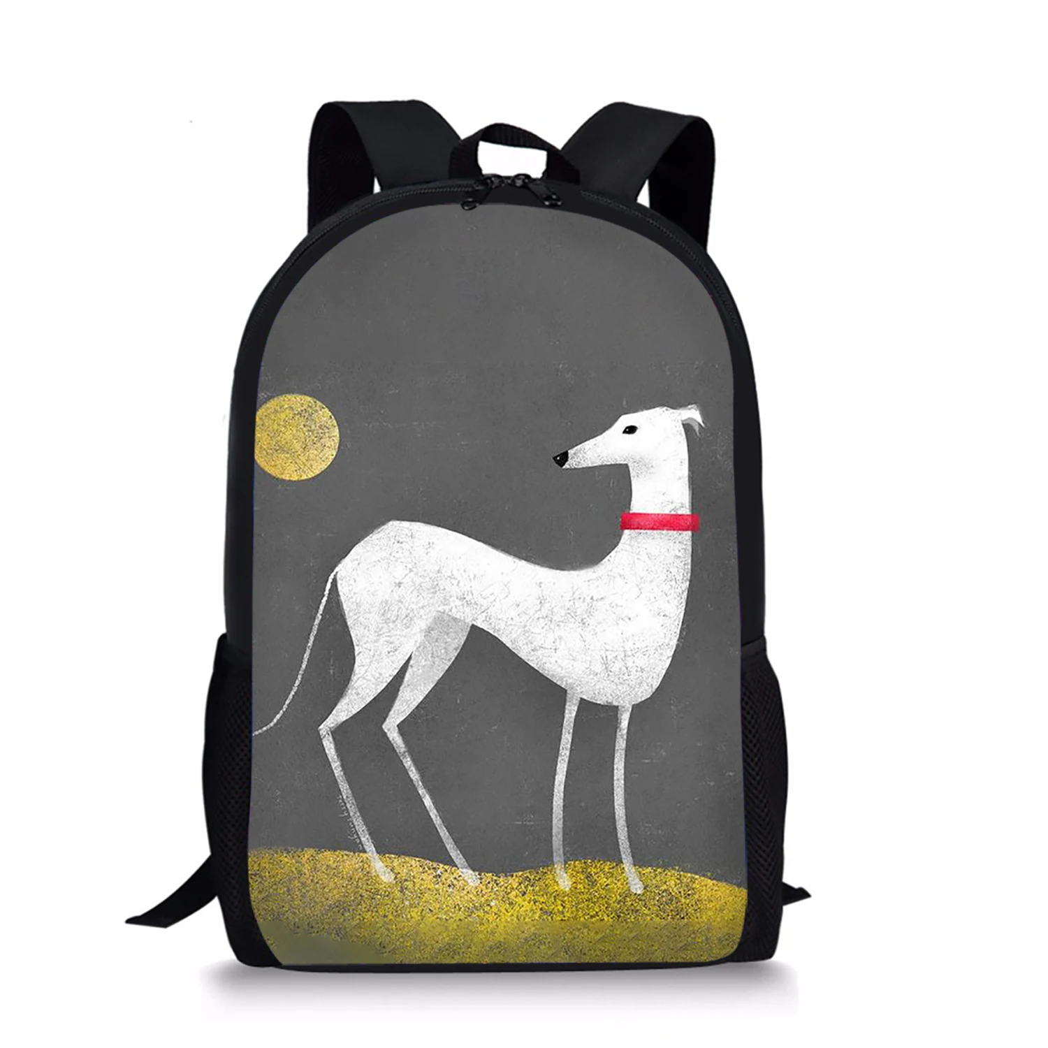 Mochila con estampado de galgo de dibujos animados para adolescentes, morral informal diario para niños y niñas, bolsa de libros para estudiantes,