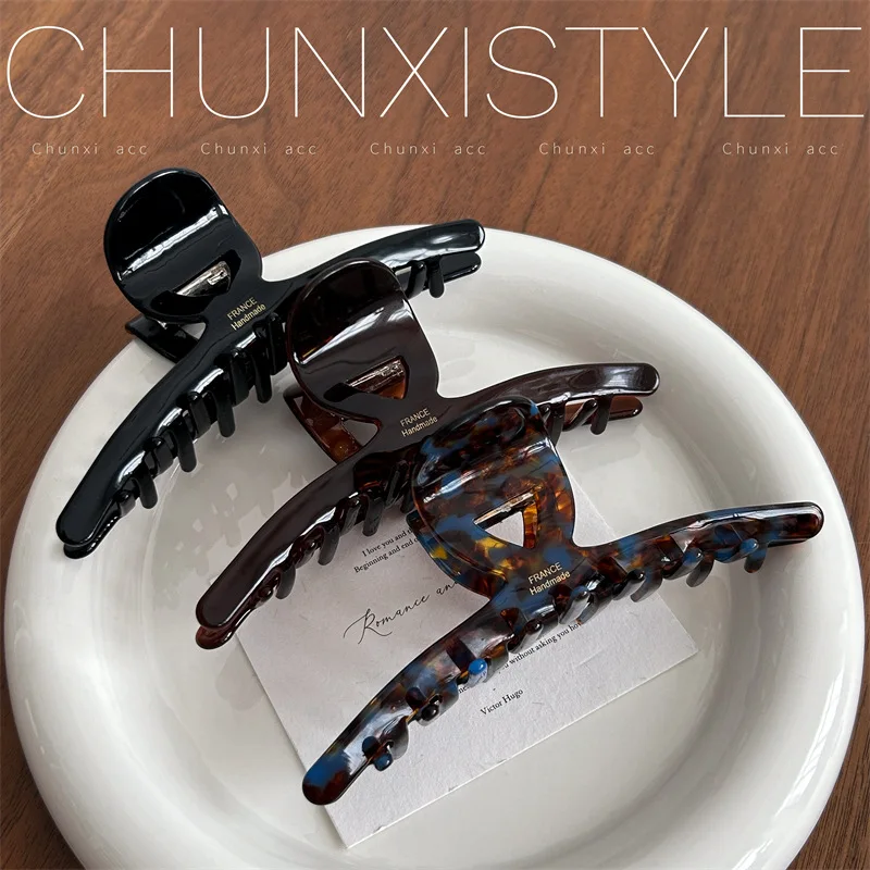 

Большие заколки для волос из ацетата 13 см, винтажные, элегантные, с сильным захватом для густых волос, для фиксации на затылке