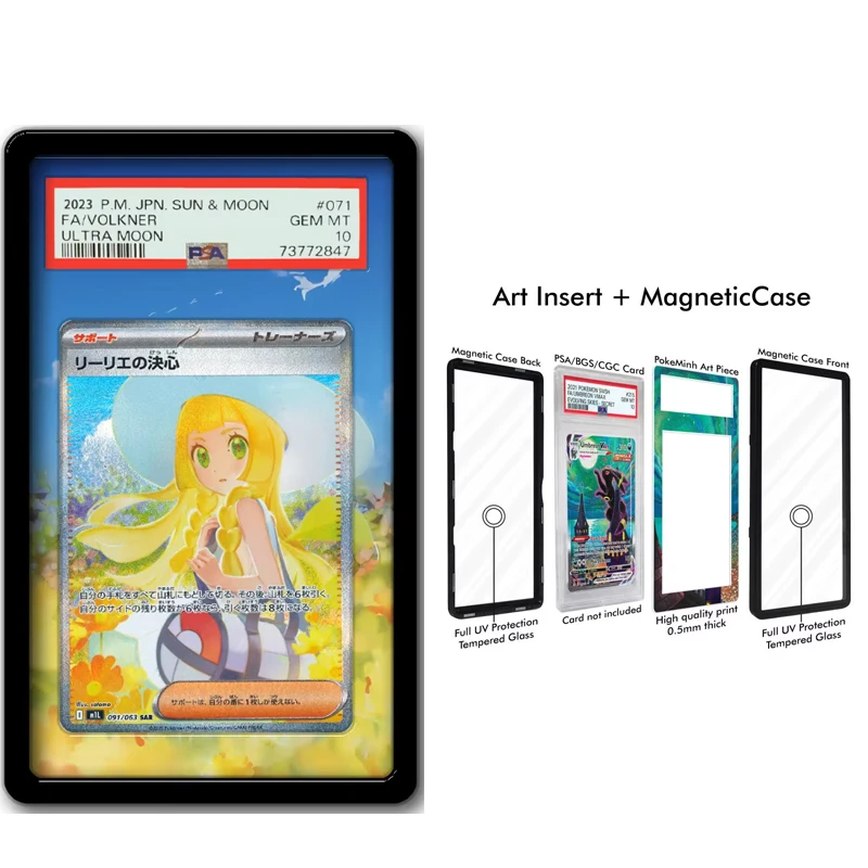 البوكيمون Lillie Riolu Bulbasaur أنيمي بطاقة تمديد الفن عرض حالة جمع بطاقة تمديد اللوحة Psa رف شاشة باستثناء