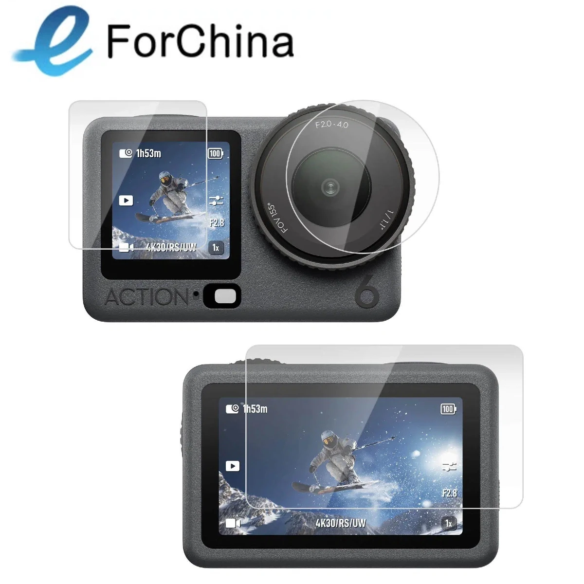 For DJI Osmo Action 6 PULUZ Lens + Front and Back Screen Tempered Glass Film