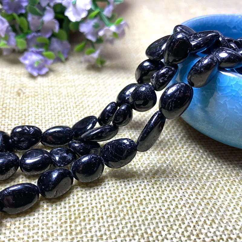 Fine 100% Natural Stone Schorl Black Tourmalin Irregular Gravel Gemstone Spacer Beads For Jewelry Making DIY Bracelet Necklace