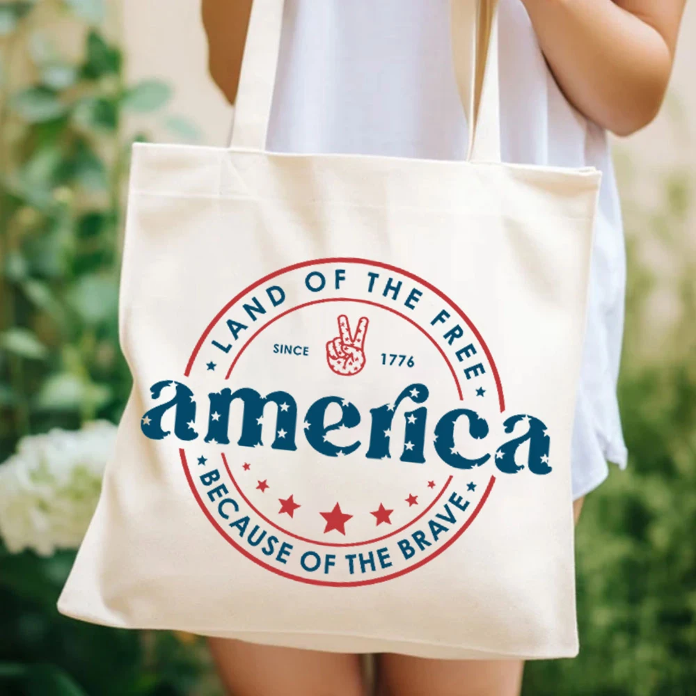 4th of July Independence Day Gift Tote Bags America Land of The Free Print Women's Elegant Bag USA Flag Patriotic Ladies Handbag