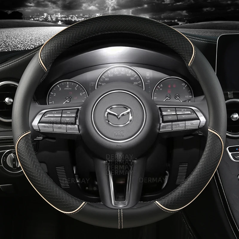 PU Leather DERMAY Car Steering Wheel Cover for Mazda6 ATENZA Mazda3 Axela Mazda5 2 CX3 CX4 CX5 CX7 RX8 Miata Auto Accessories