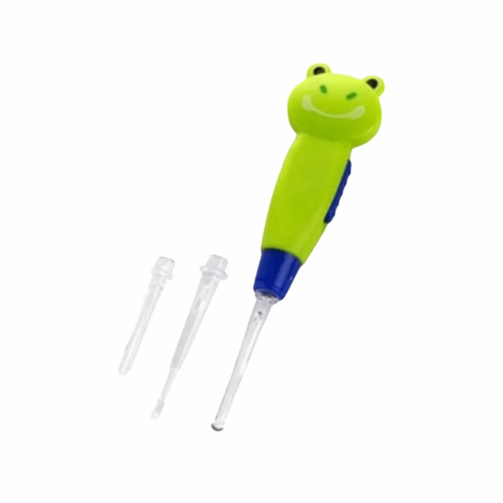 ABS Ear Wax Removal Kit Green Frog Design Ear Pick Cleaner Tool LED Light Safe Easy Replace Ear Safety Cleaner Tool Home Supply