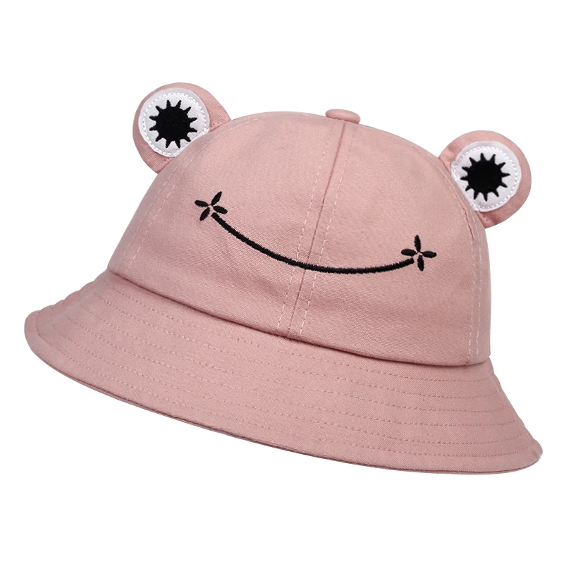 Cute Frog Bucket Hats Women Bucket Hat Women Summer Outdoor Sun Fishing Cap Cotton Wild Panama Hats 1PC