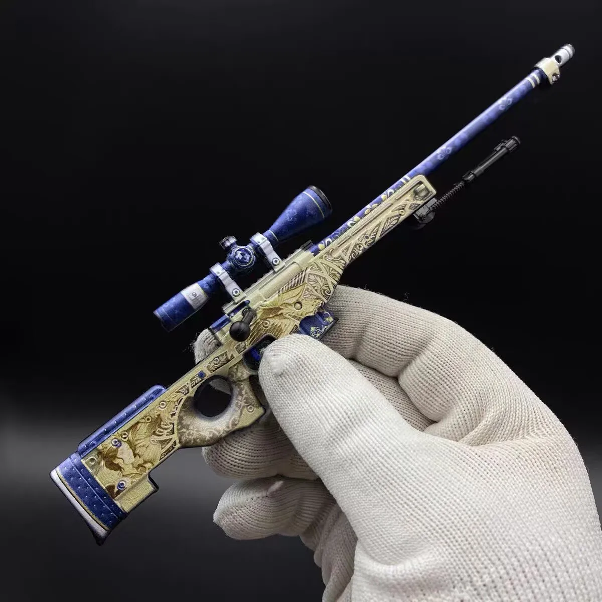 18cm GO'S Game Gun Model AWP Sniper Rifle Desktop Personality Ornament AK47 Series Metal Crafts Cannot Be Launched Boys Gifts