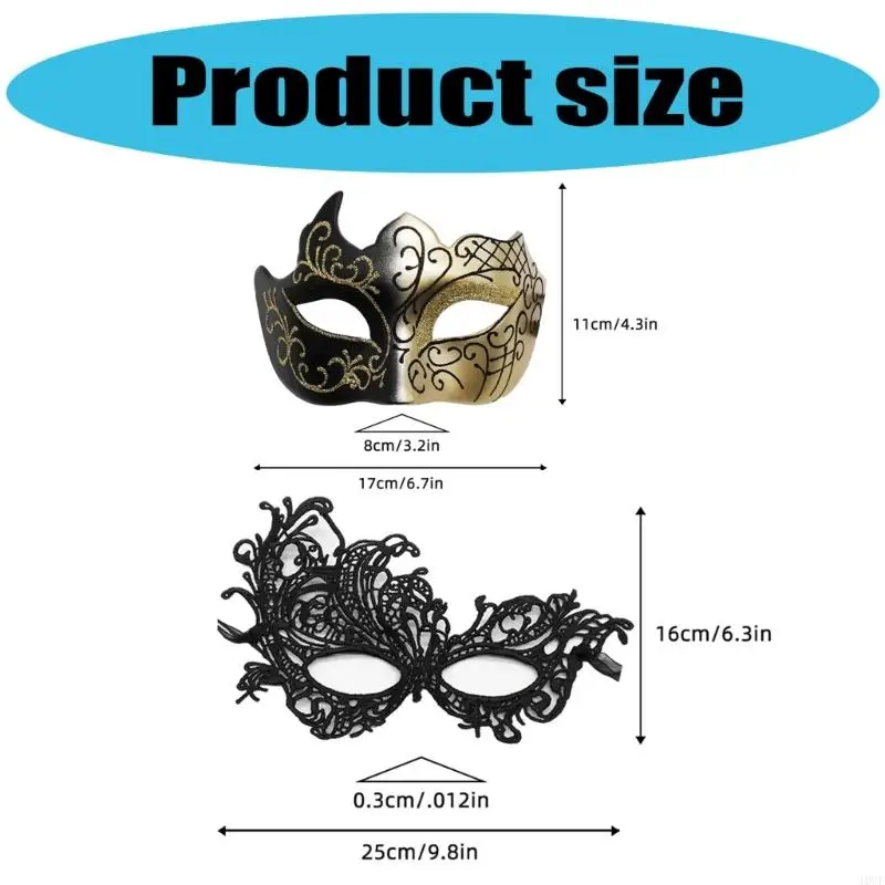 2pcs / set Halloween Masquerades Masque pour les hommes Men femmes Vénitiens masque Cosplay Costume Accessoires Party Masque