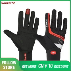 Santic Winter Cycling Gloves Mens MTB Road Bike Windproof Sport Protective Gear Keep Warm Non-slip Bicycle Long Finger Gloves