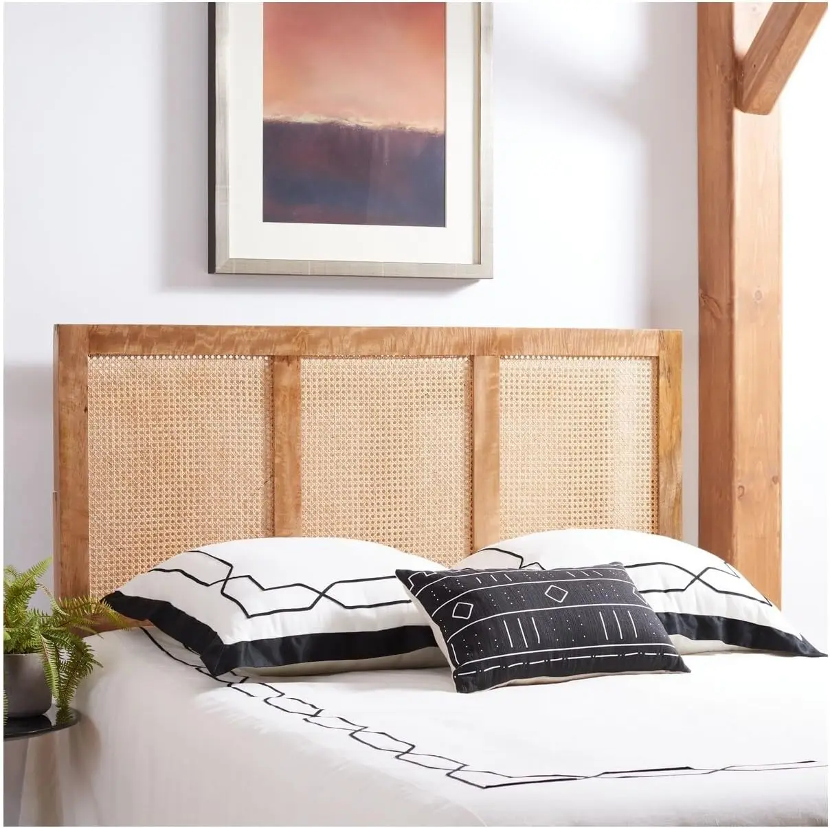 Collection Vienna Natural Cane Twin Headboard Platform, Single