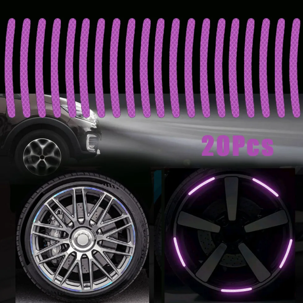 

20Pcs Car Wheels Decoration Stickers 3D Motorcycle Tire Styling Decal Car Tire Warning Reflective Stickers Auto Accessories