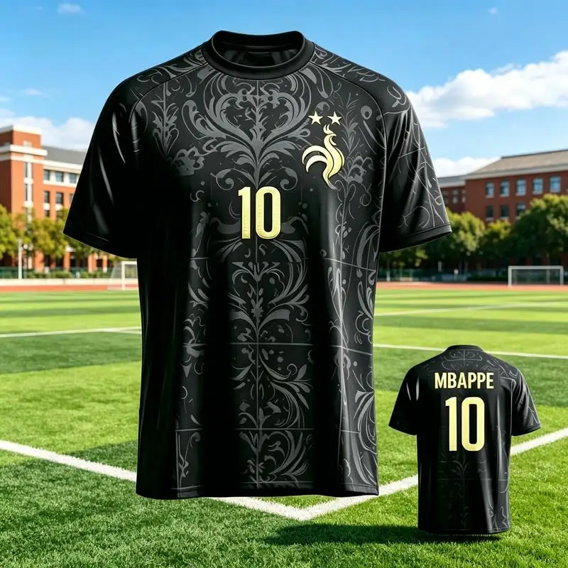 2026-2027 Neues Trikot im Fan-Design von Frankreich, T-Shirt Mbappé # 10, Dembélé # 7-Kinder, Erwachsene, Sport- & Freizeit-Tops T-Shirt Eltern-Kind – Detail 11