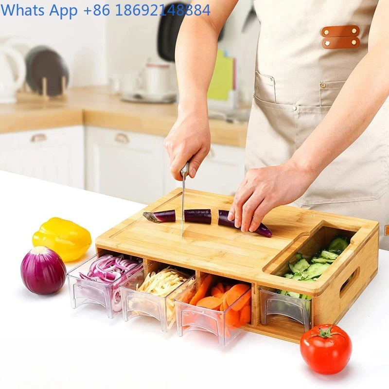 

Wooden Cutting Board Multi-Purpose Drawer Cutting Board with Grater for Slicing Vegetables Cheese Pizza Board