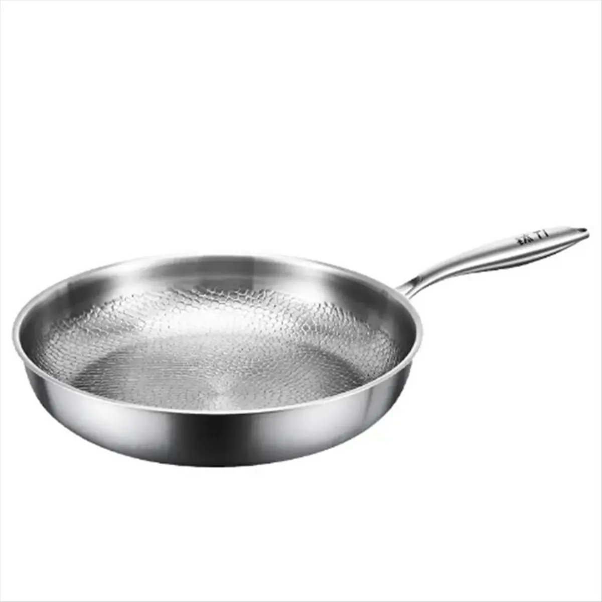 AA83 Titanium Steel Frying Pan Uncoated Non Stick Pan Fish Scale Hammer Pattern Household Steak Frying Pan Kitchen Cookware,C