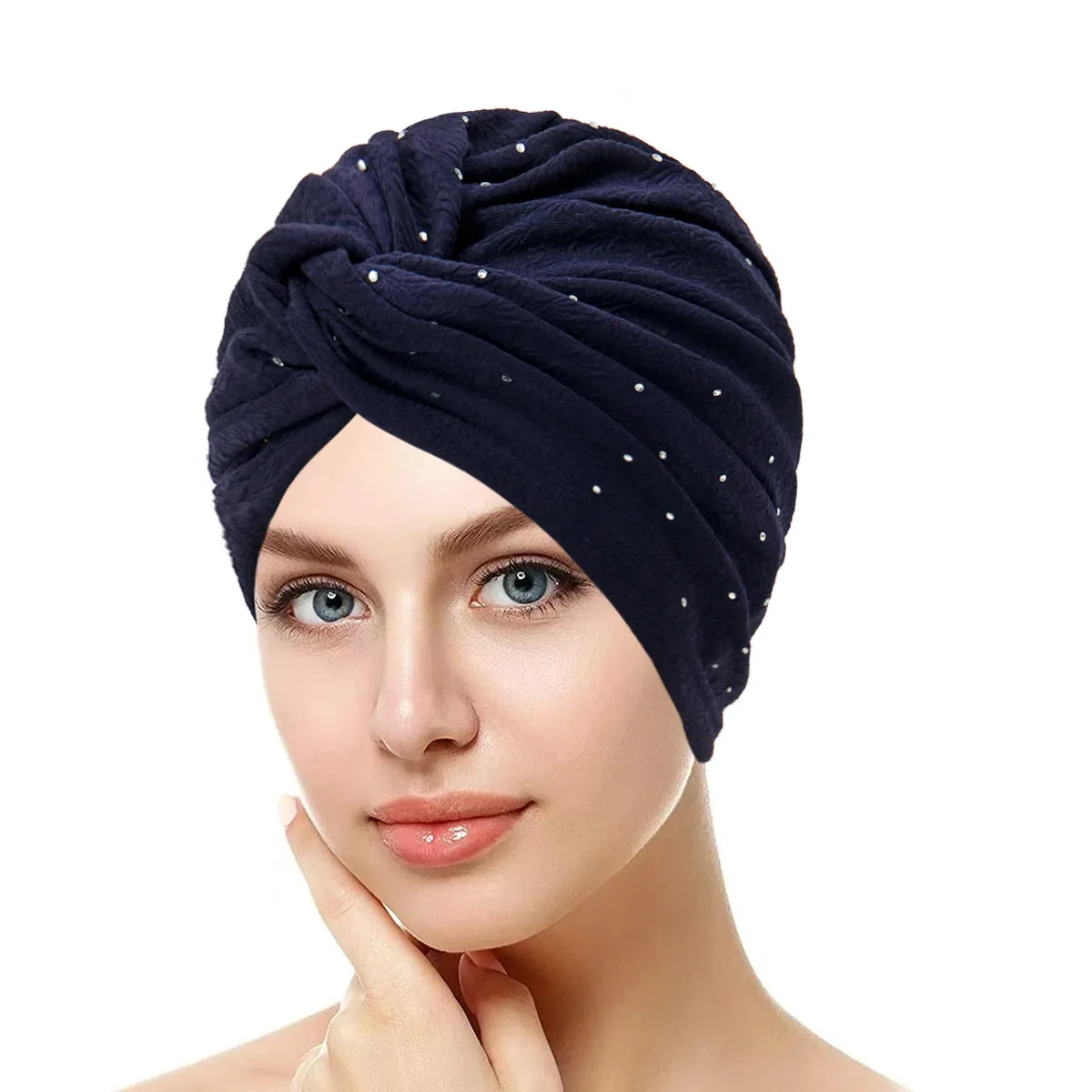 

2025 индийские женские шапки-тюрбаны, эластичные шапочки со стразами и химиотерапией, повязка на голову, банданы от выпадения волос, Turbante Mujer