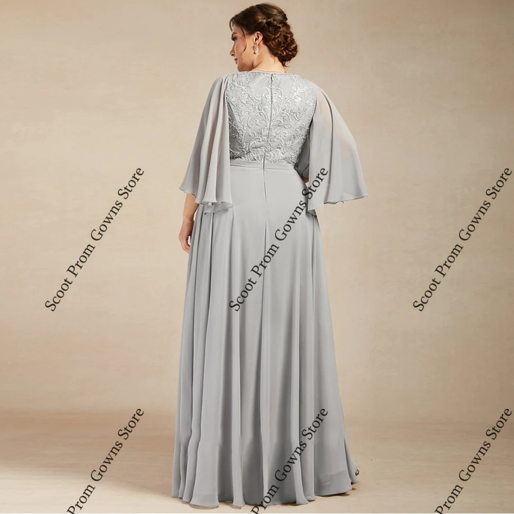 Vestidos plateados De talla grande para madre De novia, vestidos De fiesta De boda De manga 3/4 para mujer, novedad De verano 2021, bata De playa De gasa
