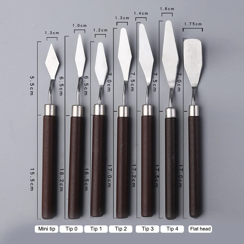 Mahogany Handle Stainless Steel Spatula Kit Palette Gouache Supplies for Oil Painting Knife Fine Arts Painting Tool Set