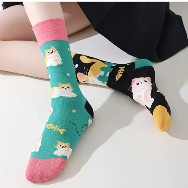 【1 Paar】 Trendige Paar-Socken mit Cartoon-Motiv, AB Tide, Outdoor-Sport, lange Baumwollsocken, kreativ, für 4 Jahreszeiten