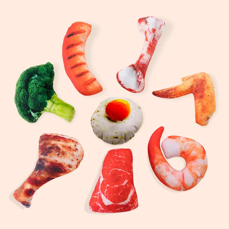 Simulated meat bone dog toy, vegetable fried egg, large chicken leg plush chew toy, interactive steak dog toy - view 4