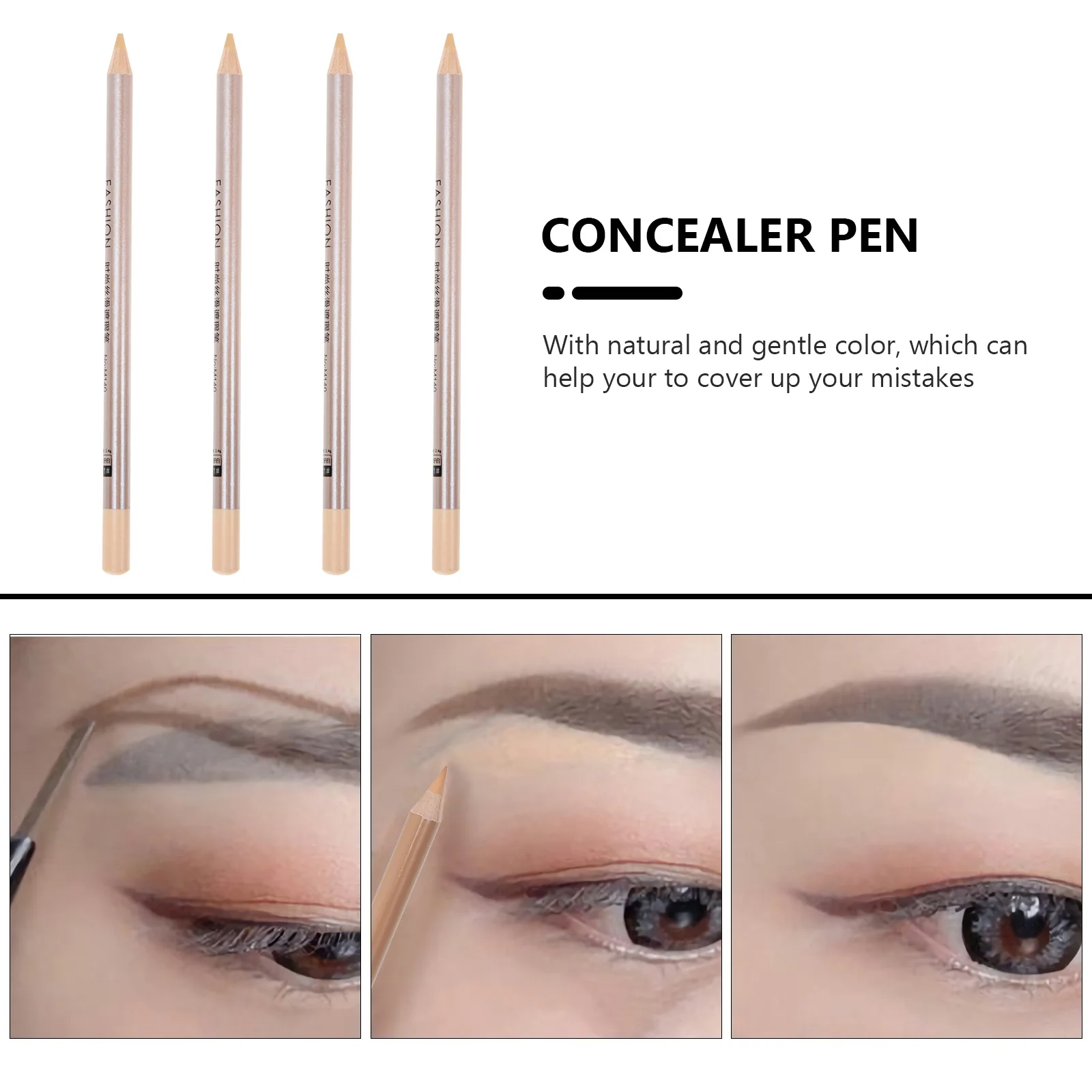 

4pcs Wooden Concealer Pen Lightweight Spot Cover Stick For Dark Circles Blemishes Portable Makeup Tool Travel Daily Use Artists