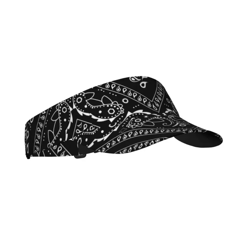 Retro Black Paisley Sports Sun Visor Hats Adjustable Lightweight Cooling Empty Top Visor Hat for Tennis Running Hiking Camping