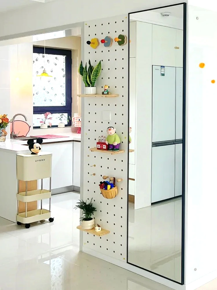 

Wooden iwood simple entrance entrance hole plate mirror integrated combination, wooden Nordic storage rack