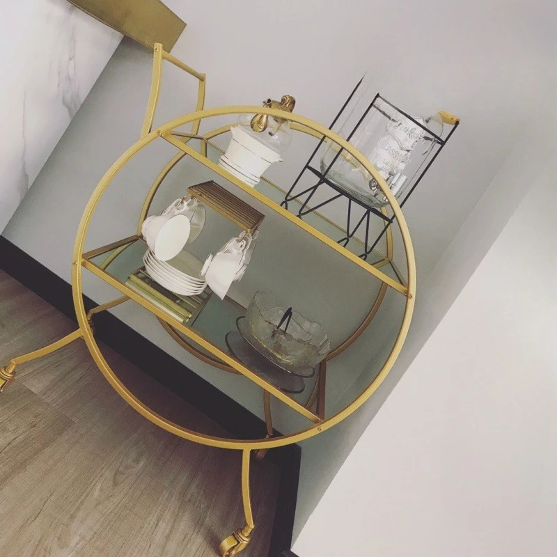 trolley dining cart multi-functional hotel trolley wrought iron four-wheeler storage storage Nordic style