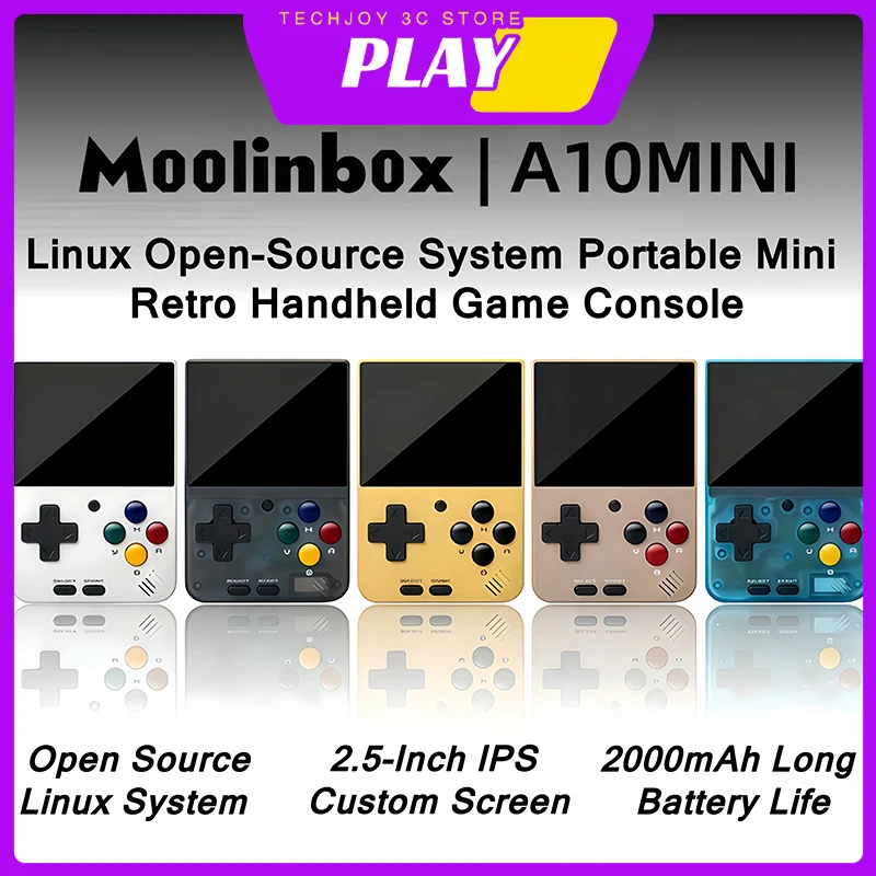 Moolinbox A10Mini 2.8-Inch Linux Mini Open Source 640 * 480 IPS Game Console Retro Portable 2-Person Online Palm WiFi PSP GBA