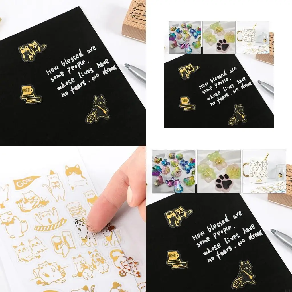 6Sheets UV Epoxy Resin Filling Material Cats Stickers Resin Mold Decorative