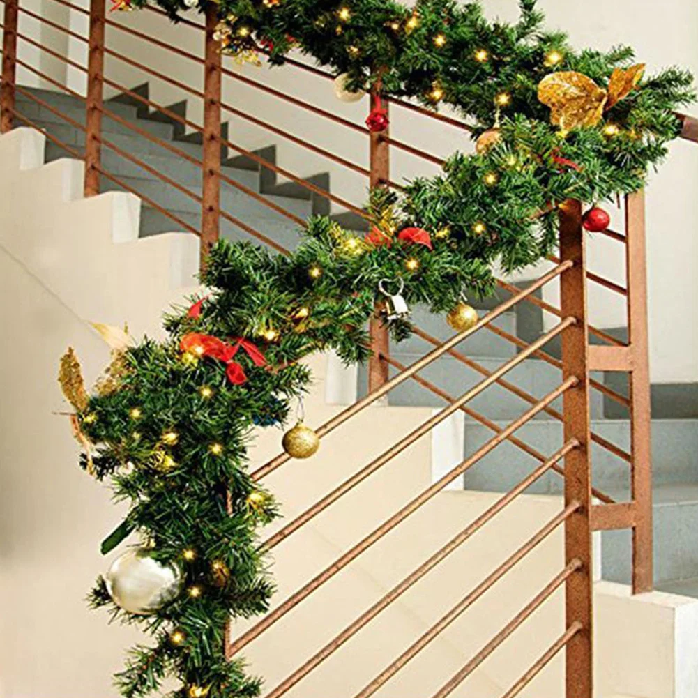 2.7m Christmas Rattan Garland Decorative Christmas Garland Artificial Xmas Tree Rattan Banner Hanging Decoration Party Wreath