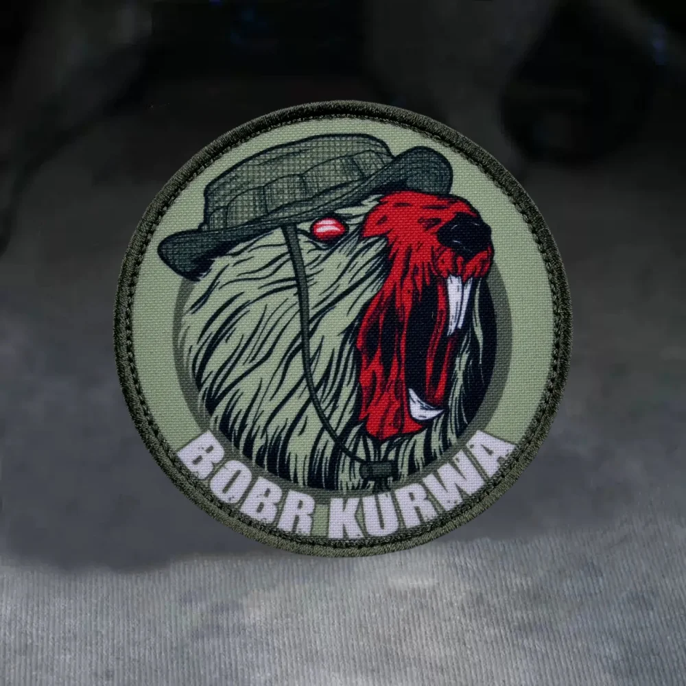 BOBR KURWA Tactical Morale Printed Patch Beaver ARMY Military Patches Badge Armband Hook and Loop Backpack Accessories Sticker