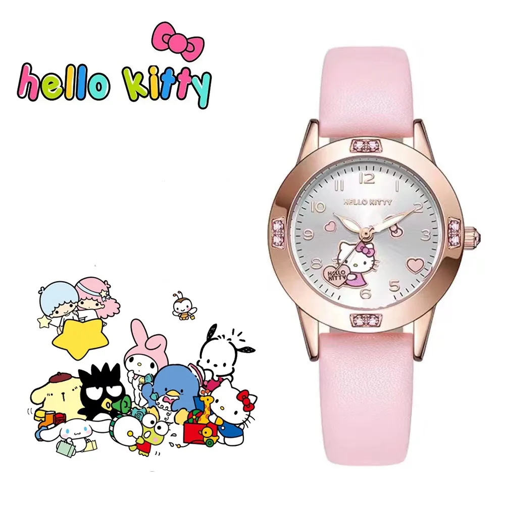 

Sanrio Hello Kitty детские часы Kuromi Cinnamoroll Kawaii кварцевые повседневные наручные часы My Melody для женщин и девочек, подарки для детей