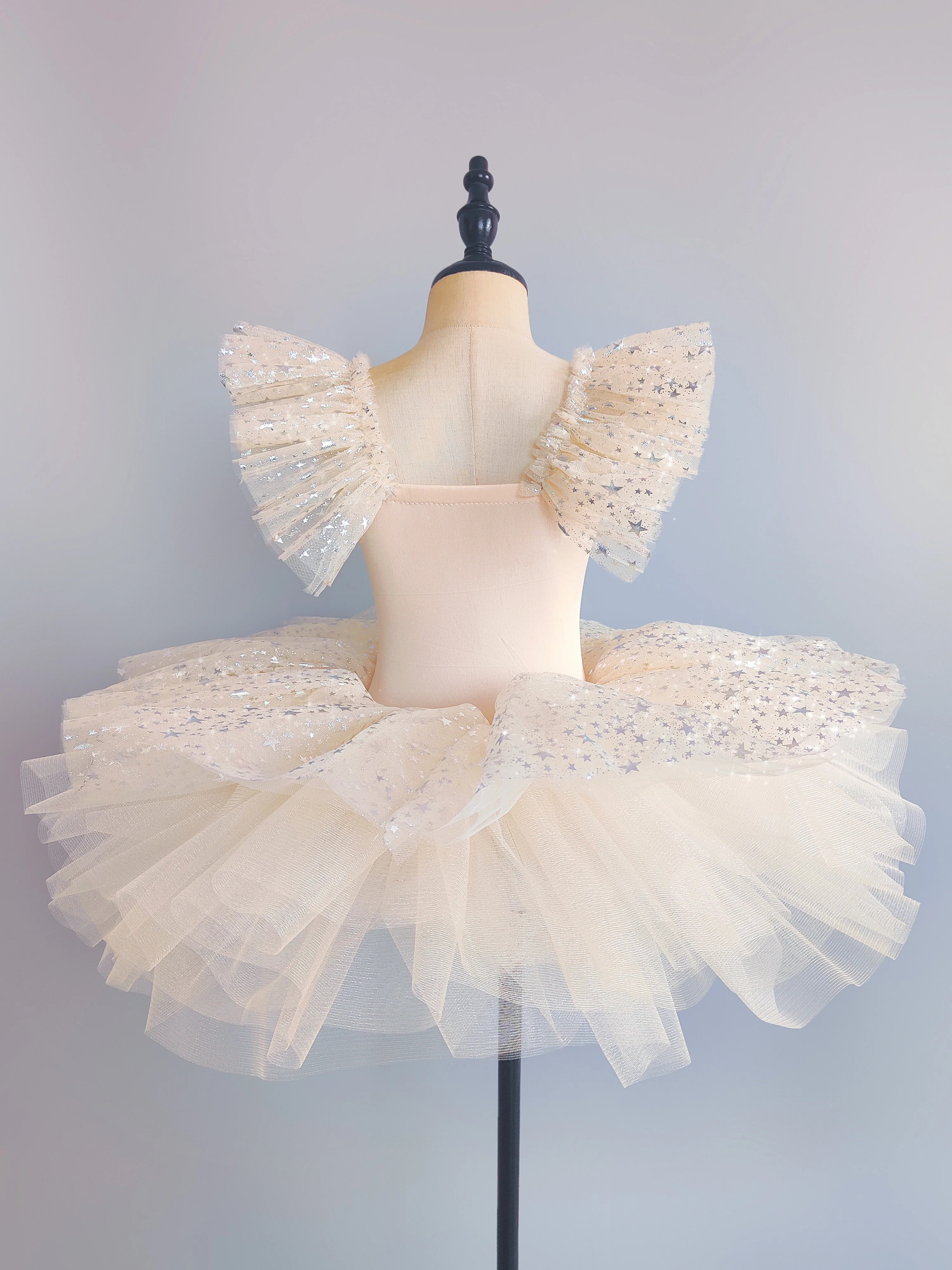 Kids Sequined Ballet Dress Performance Clothes Beige Girls Modern Dance Skirts Gymnastic Children Ballet Tutu Dance Clothes