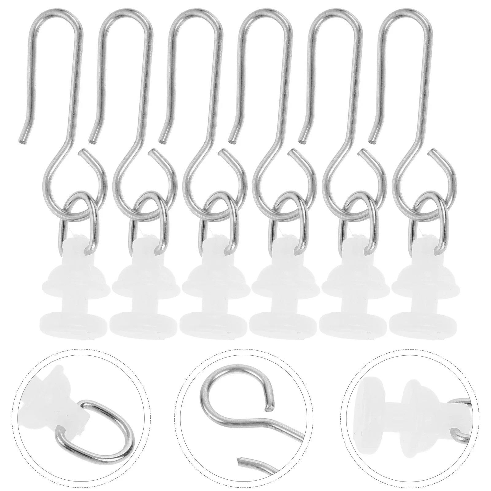 

1Set Shower Curtain Gliders Hooks Rust Resistant Plastic Metal Bath Curtain Rail Replacement Accessories