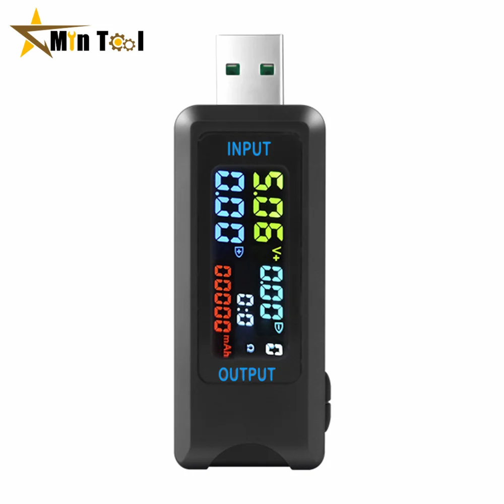 Tester USB 10 in 1 Voltmetro digitale CC Amperimetro Misuratore di tensione di corrente Volt Amperometro Rilevatore Indicatore di carica della banca di potere