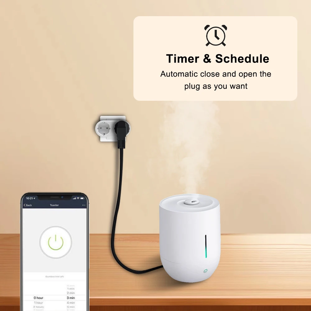 Tuya Wifi Smart Dual Socket Wireless Overload Protextion Eu Plug Switch App Monitoring Power Outlets Alexa Google Voice Control