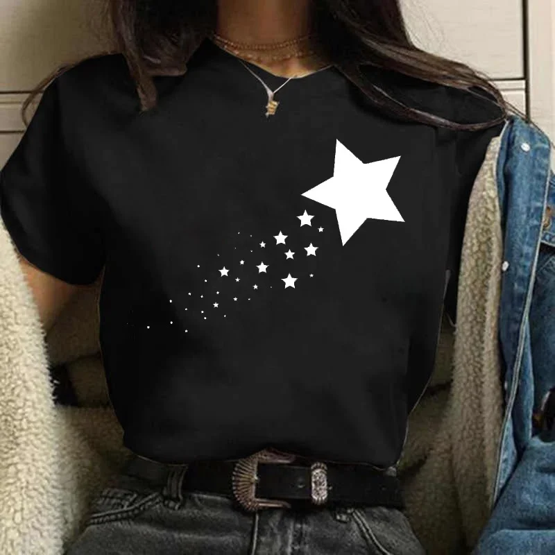 Printing T-shirts  Maycaur Womens Cartoon Graphic Star 90s Girls Style Casual Fashion Aesthetic Printed Female Kawaii Tops Tees