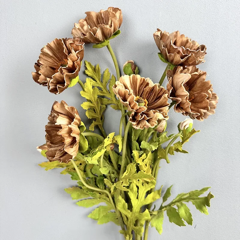 2pcs Artificial Poppy Branches PU Fake Flowers Wedding Decorative Simulation Flower Two Head Poppies Garden Decoration Floral