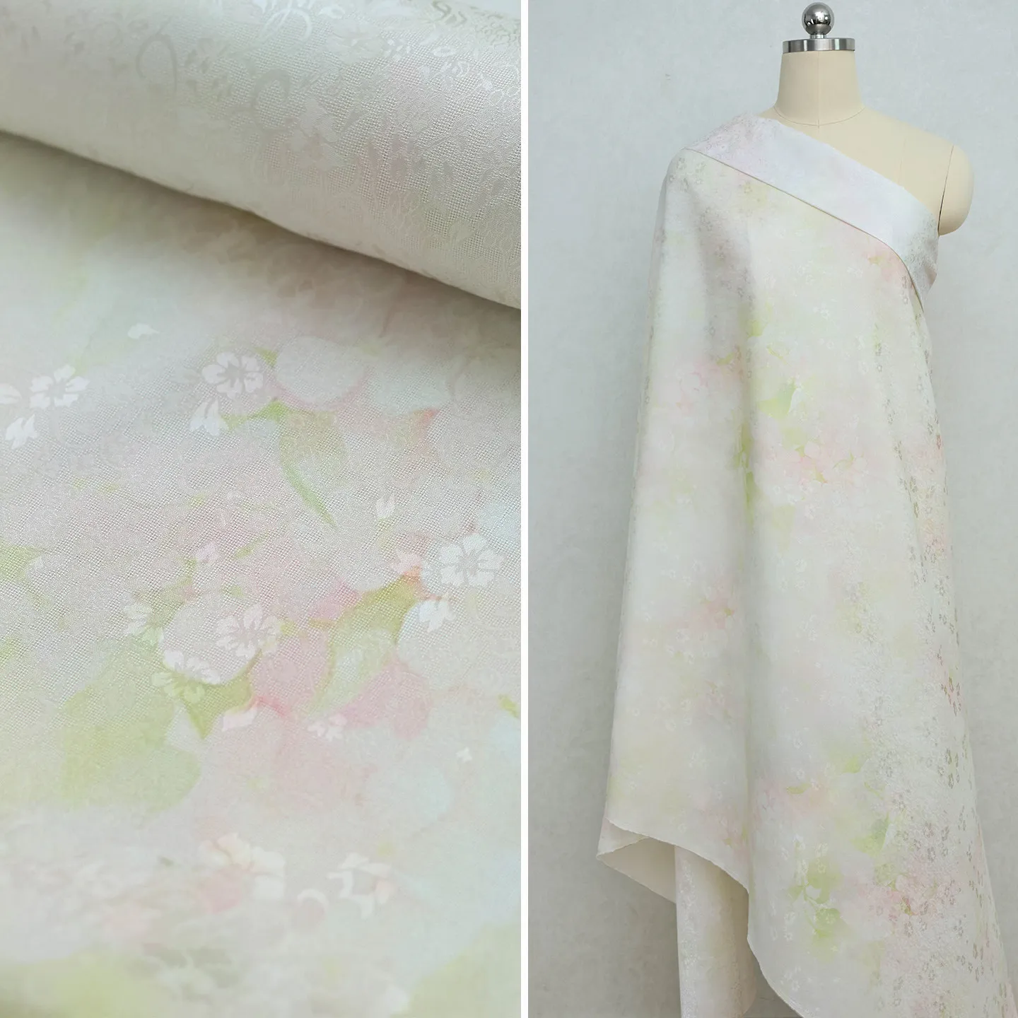 High Quality Misty Dyed Flower Sleeping Silk Jacquard Rose Silkworm Silk Fabric Hanfu Chinese Cheongsam Designer Cloth