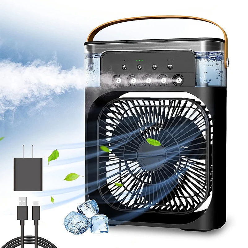 Small Portable AC Personal Air Cooler Mini Desktop Cooling Misting Fan 1/2/3 H Timer 3 Speeds for Office Home Room Desk Car