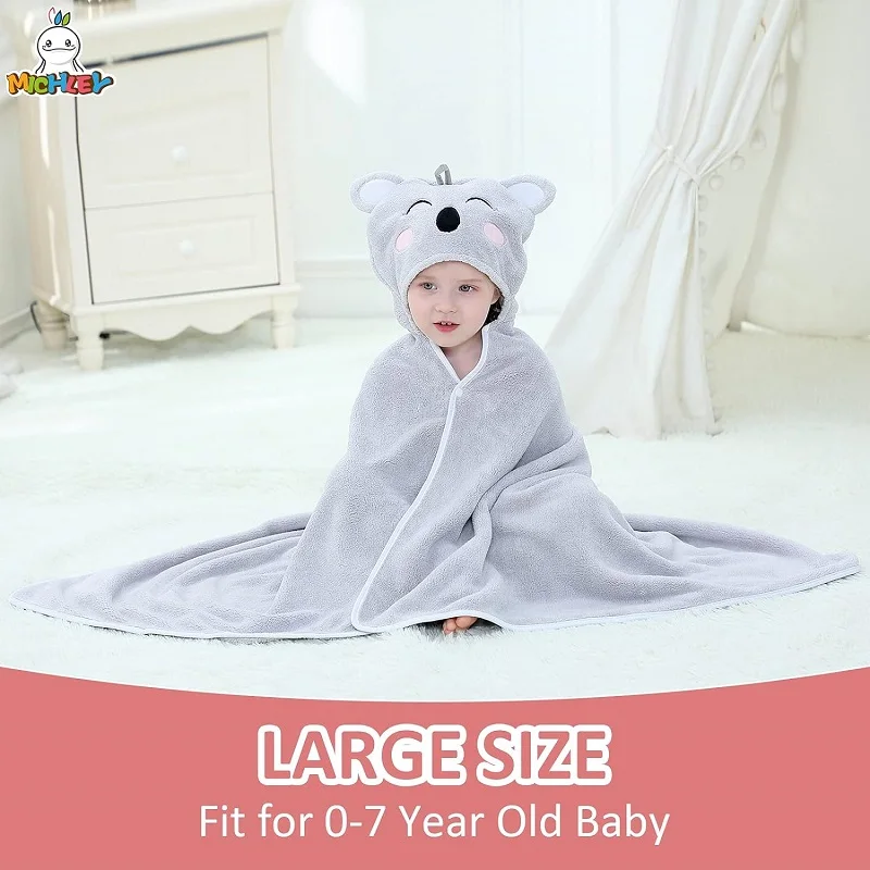 MICHLEY Toddler Hooded Baby Bath Towels Bathrobe Shower Soft Warm Sleeping Swaddle Blanket For Boys Girls Kids Newborn 0-9T