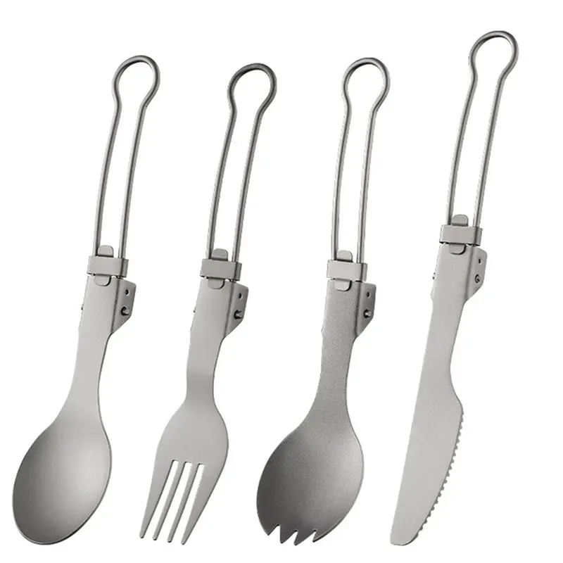 

【TODAY-ONLY!】Portable Outdoor Camping Tableware Titanium Foldable Cutlery Hiking Folding Fork Spoon