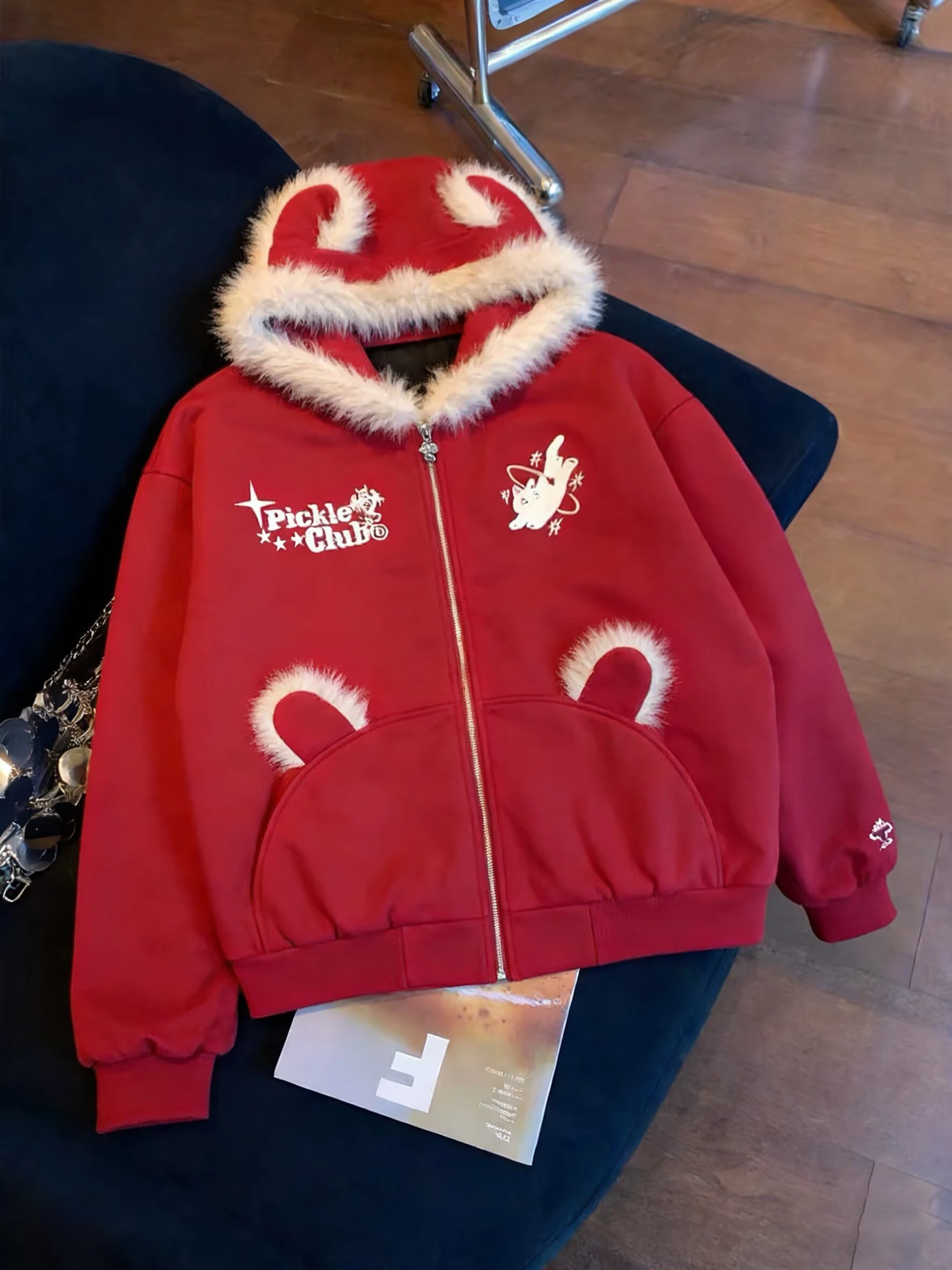 

Женский кардиган-худи с меховым воротником в стиле ретро, весенне-осенний дизайн, с принтом, повседневный, длинный, теплый, на молнии