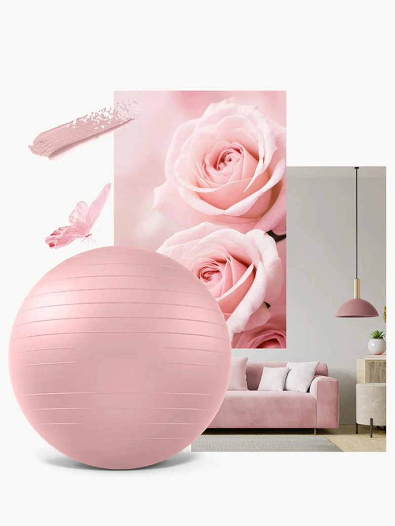 Cross Border Office Pink Frosted Explosion-Proof Thick Yoga Ball Lower Back Fitness Ball Maternity Delivery Ball