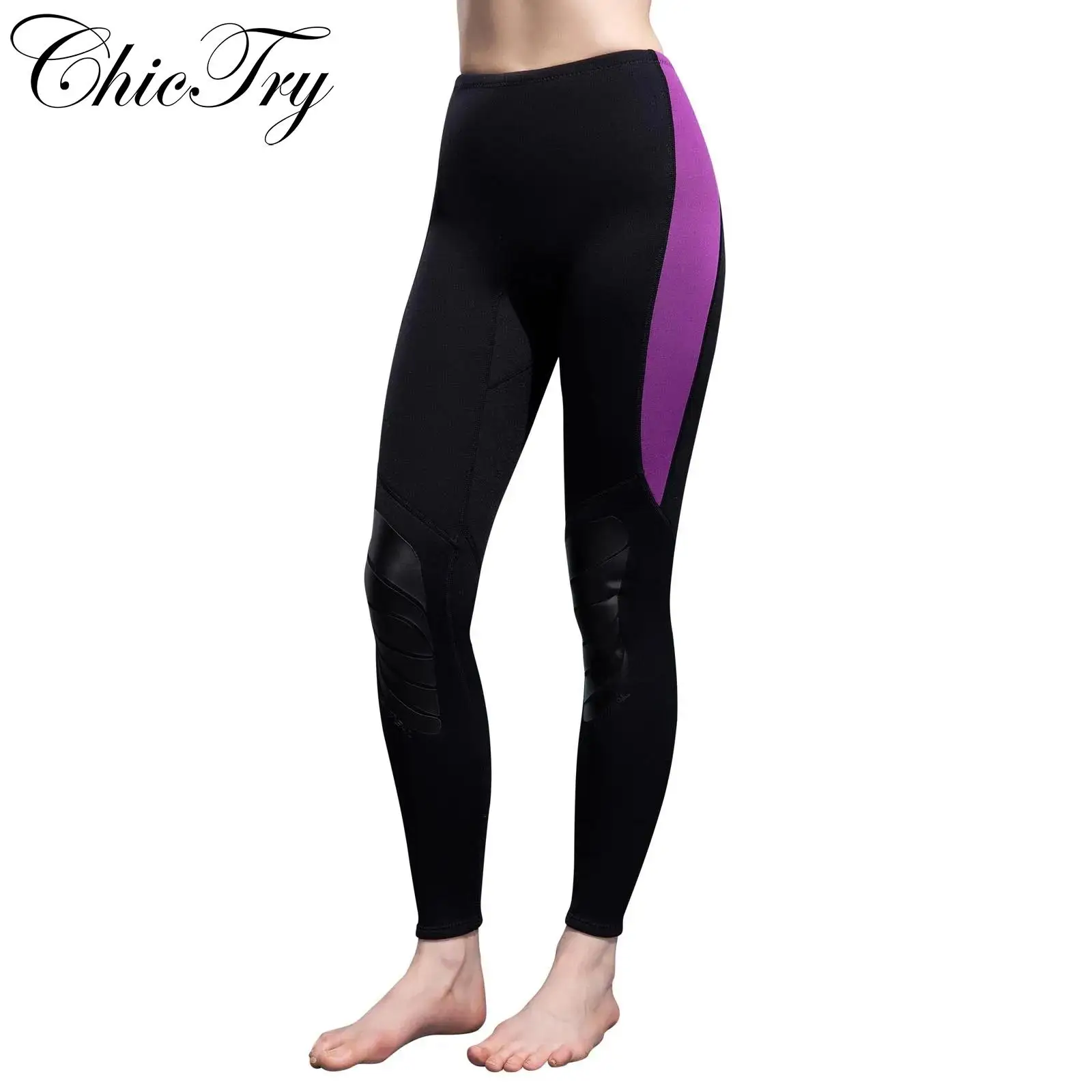 

Womens 3mm Neoprene Swim Wetsuit Pants Drawstring Color Block Leggings for Swimwear Beach Swimming Snorkeling Surfing Diving